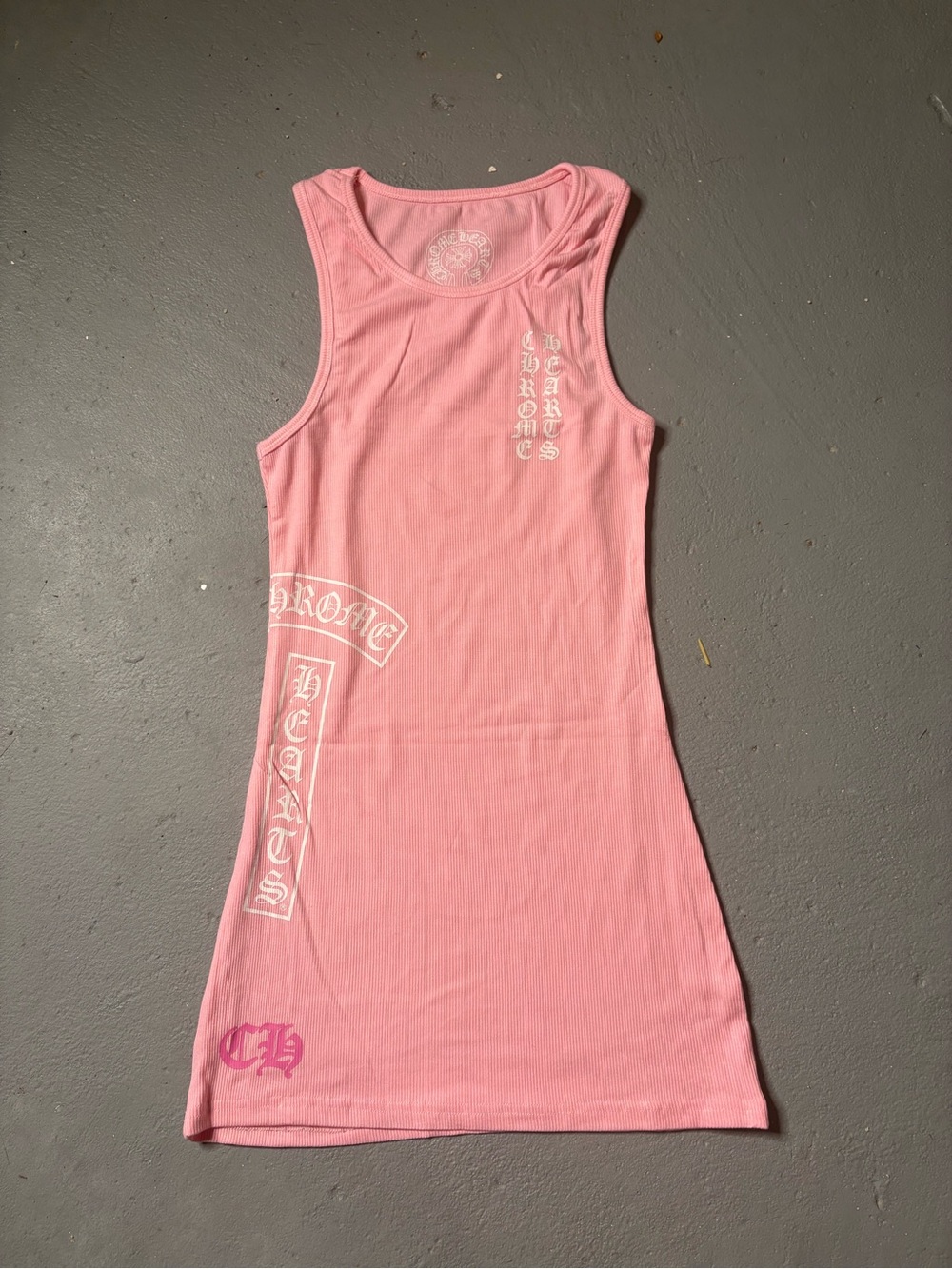 Chrome Hearts Pink Tank Dress with White Logo Accents